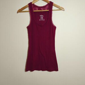 y2k Vanity Racerback Lace Ribbed Racerback Tank sz S Raspberry Coquette Layers